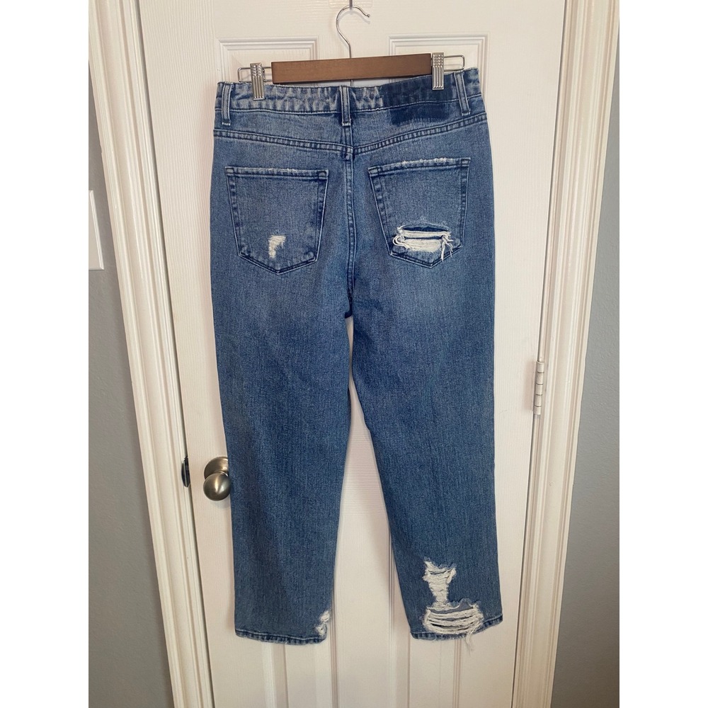 Flying Monkey Womens Jeans 29 High Rise Distressed Straight Leg Blue Medium Wash - Picture 2 of 4
